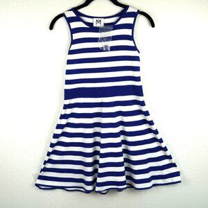 NWT Milly Minis Blue White Striped Fit‎ & Flare Dress Girls 14